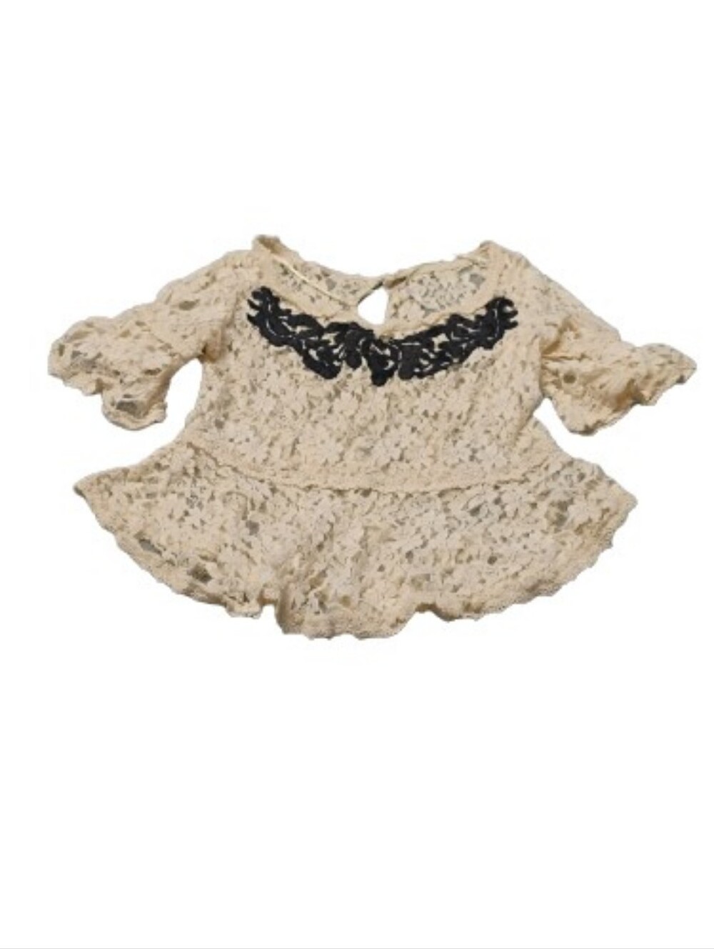 Free People Sheer Lace Peplum Style Blouse Top Sz XS